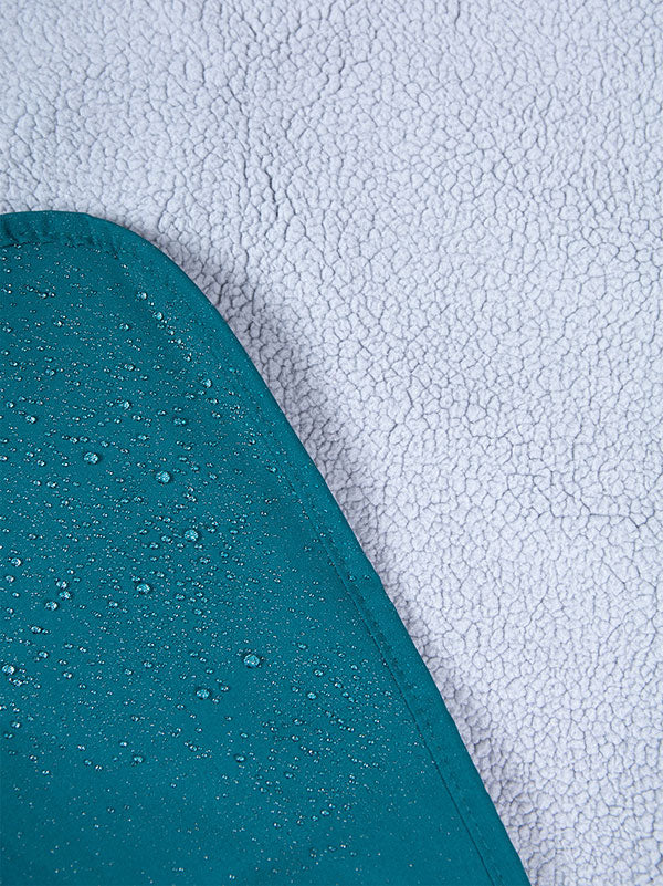 Sherpa Lined Waterproof Beach Travel Blanket (Sea Green/Grey)