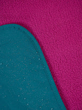 Sherpa Lined Waterproof Beach Travel Blanket (Sea Green/Raspberry)