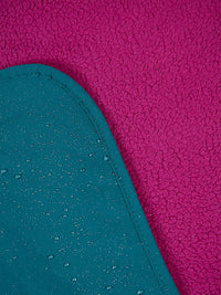 Sherpa Lined Waterproof Beach Travel Blanket (Sea Green/Raspberry)