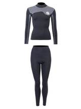 Two Bare Feet Womens Aspect Fleece Lined Zipless Thermal 2.5mm Superstretch Wetsuit Top & Pants Set (Black/Grey Stripes)