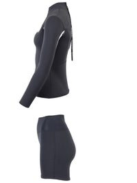 Two Bare Feet Womens Aspect Back Zip 2.5mm Wetsuit Jacket & Hotpants Set (Black/Grey/Grey)