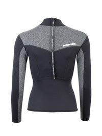 Two Bare Feet Womens Aspect Back Zip 2.5mm Wetsuit Jacket & Shorts Set (Black/Grey)
