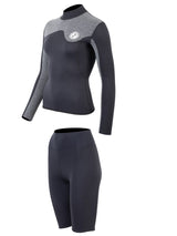 Two Bare Feet Womens Aspect Back Zip 2.5mm Wetsuit Jacket & Shorts Set (Black/Grey)