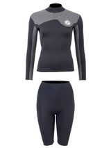 Two Bare Feet Womens Aspect Back Zip 2.5mm Wetsuit Jacket & Shorts Set (Black/Grey)
