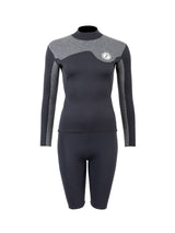 Two Bare Feet Womens Aspect Back Zip 2.5mm Wetsuit Jacket & Shorts Set (Black/Grey)