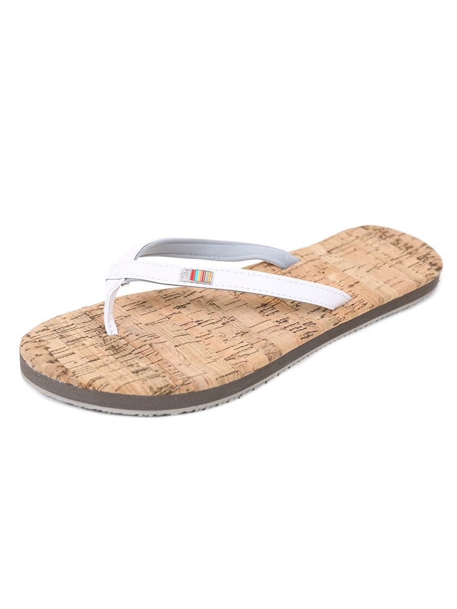 Two Bare Feet Olivia Ladies Sandals (White / Cork)