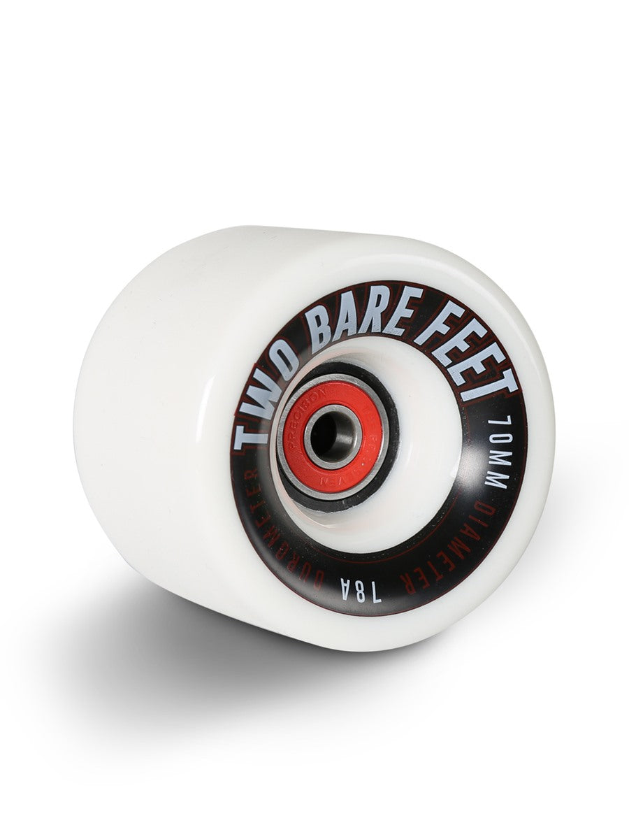 Sessions 78A Longboard Skateboard Wheels (70mm White) with Two Bare Feet Pro Series 7 Bearings