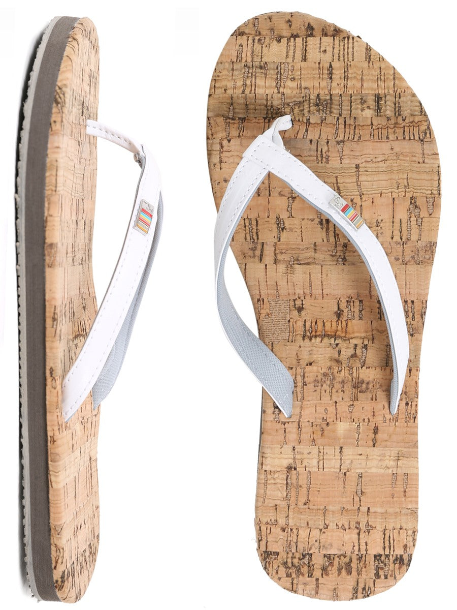 Two Bare Feet Olivia Ladies Sandals (White / Cork)