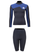 Two Bare Feet Womens Aspect Back Zip 2.5mm Wetsuit Jacket & Shorts Set (Black/Blue)