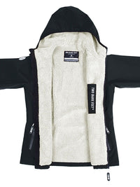 Womens Sherpa Lined Waterproof Jacket (Black/Cream)