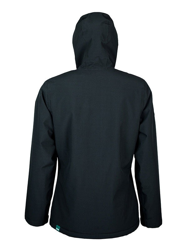 Womens Sherpa Lined Waterproof Jacket (Black/Sea Green)