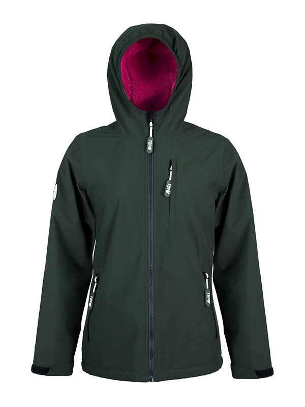 Womens Sherpa Lined Waterproof Jacket (Khaki/Raspberry)