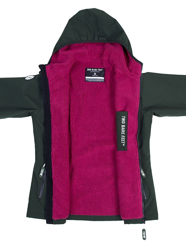 Womens Sherpa Lined Waterproof Jacket (Khaki/Raspberry)