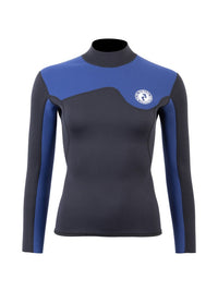 Two Bare Feet Womens Aspect Back Zip 2.5mm Wetsuit Jacket (Black/Blue)