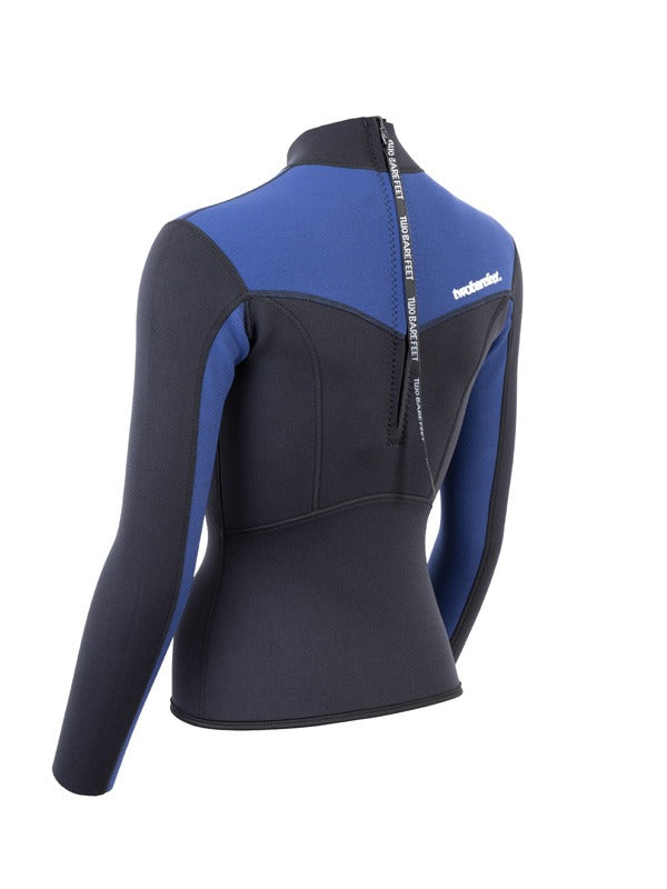 Two Bare Feet Womens Aspect Back Zip 2.5mm Wetsuit Jacket (Black/Blue)