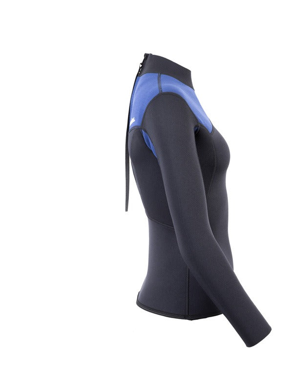 Two Bare Feet Womens Aspect Back Zip 2.5mm Wetsuit Jacket (Black/Blue)
