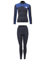 Two Bare Feet Womens Aspect Back Zip 2.5mm Wetsuit Jacket & Pants Set (Black/Blue)