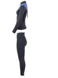 Two Bare Feet Womens Aspect Back Zip 2.5mm Wetsuit Jacket & Pants Set (Black/Blue)