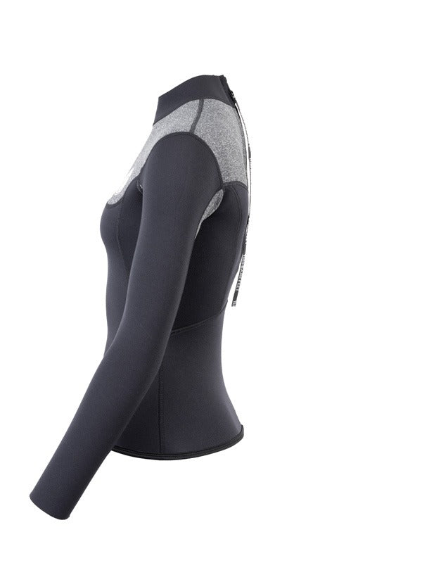 Two Bare Feet Womens Aspect Back Zip 2.5mm Wetsuit Jacket (Black/Grey)