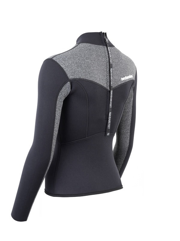 Two Bare Feet Womens Aspect Back Zip 2.5mm Wetsuit Jacket (Black/Grey)