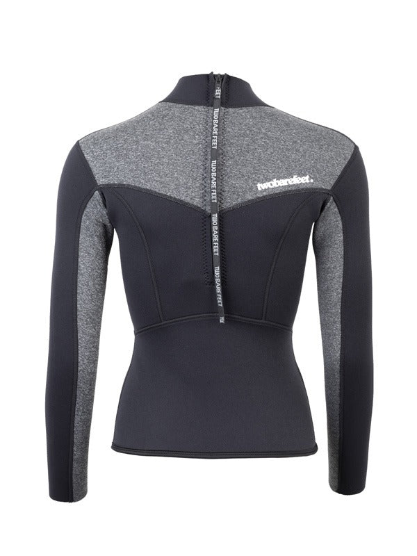 Two Bare Feet Womens Aspect Back Zip 2.5mm Wetsuit Jacket (Black/Grey)