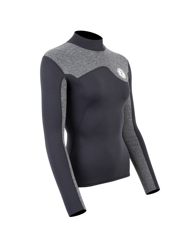Two Bare Feet Womens Aspect Back Zip 2.5mm Wetsuit Jacket (Black/Grey)