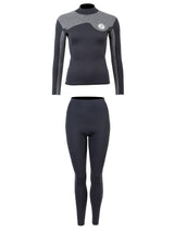 Two Bare Feet Womens Aspect Back Zip 2.5mm Wetsuit Jacket & Pants Set (Black/Grey)