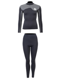Two Bare Feet Womens Aspect Back Zip 2.5mm Wetsuit Jacket & Pants Set (Black/Grey)
