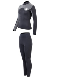 Two Bare Feet Womens Aspect Back Zip 2.5mm Wetsuit Jacket & Pants Set (Black/Grey)
