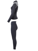 Two Bare Feet Womens Aspect Back Zip 2.5mm Wetsuit Jacket & Pants Set (Black/Grey)