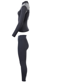 Two Bare Feet Womens Aspect Back Zip 2.5mm Wetsuit Jacket & Pants Set (Black/Grey)