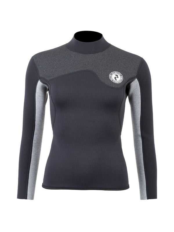 Two Bare Feet Womens Aspect Back Zip 2.5mm Wetsuit Jacket (Black/Grey/Grey)