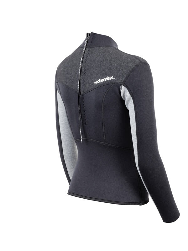 Two Bare Feet Womens Aspect Back Zip 2.5mm Wetsuit Jacket (Black/Grey/Grey)