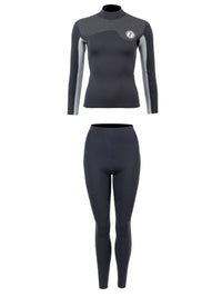 Two Bare Feet Womens Aspect Back Zip 2.5mm Wetsuit Jacket & Pants Set (Black/Grey/Grey)