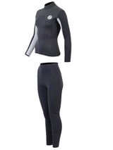 Two Bare Feet Womens Aspect Back Zip 2.5mm Wetsuit Jacket & Pants Set (Black/Grey/Grey)