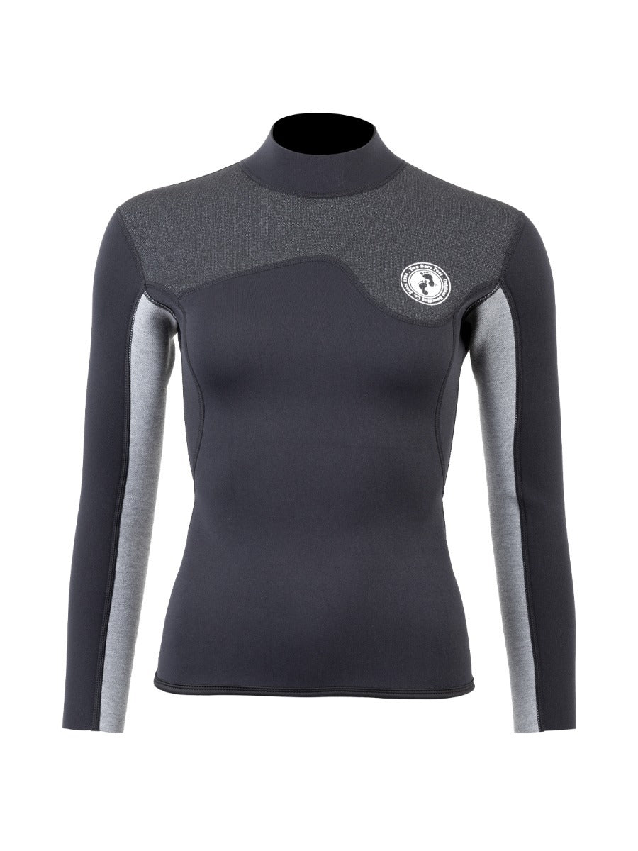 Two Bare Feet Womens Aspect Back Zip 2.5mm Wetsuit Jacket & Pants Set (Black/Grey/Grey)