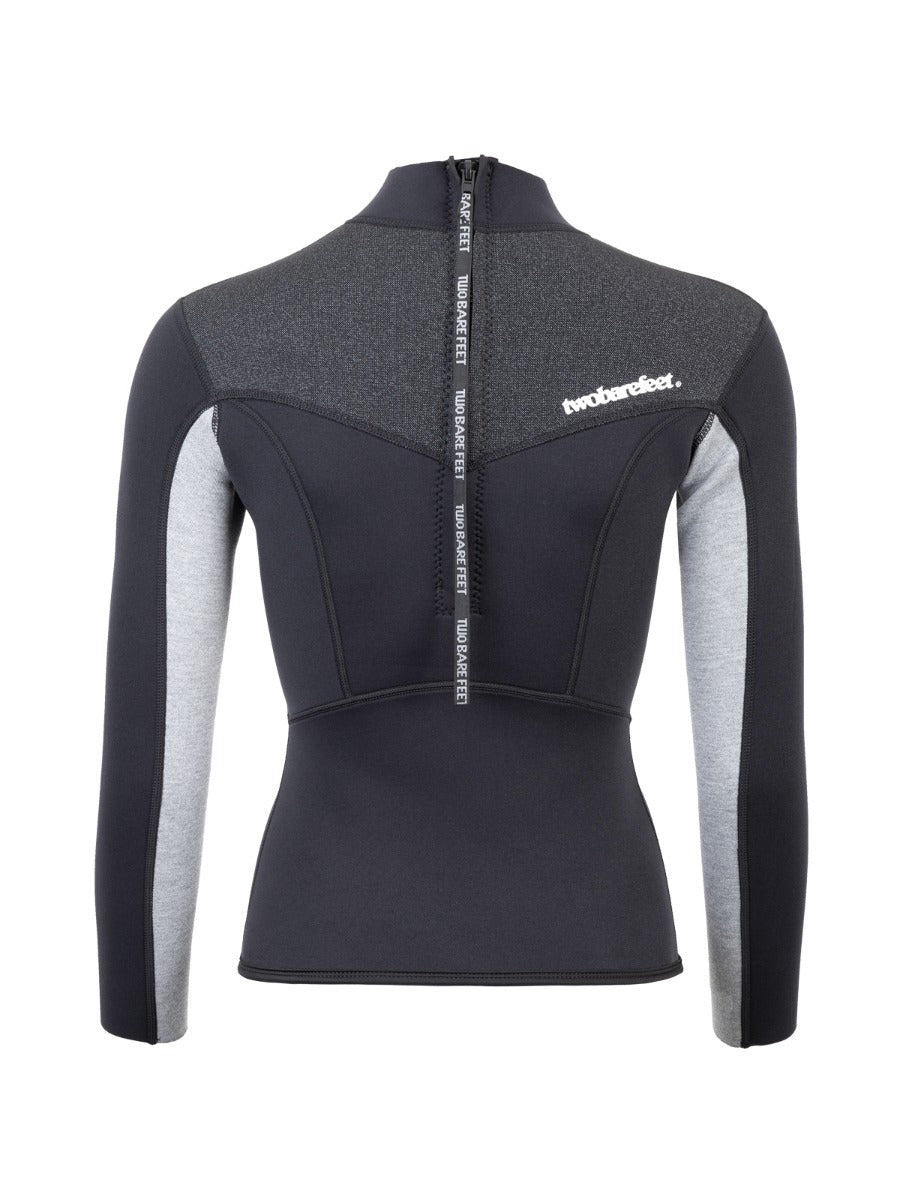 Two Bare Feet Womens Aspect Back Zip 2.5mm Wetsuit Jacket & Pants Set (Black/Grey/Grey)