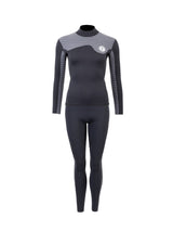 Two Bare Feet Womens Aspect Back Zip 2.5mm Wetsuit Jacket & Pants Set (Black/Grey Stripes)