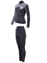 Two Bare Feet Womens Aspect Back Zip 2.5mm Wetsuit Jacket & Pants Set (Black/Grey Stripes)