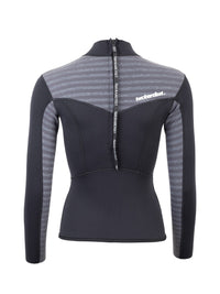 Two Bare Feet Womens Aspect Back Zip 2.5mm Wetsuit Jacket & Pants Set (Black/Grey Stripes)