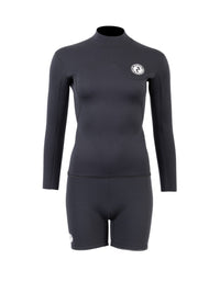 Two Bare Feet Womens Aspect Back Zip 2.5mm Wetsuit Jacket & Hotpants Set (Black)
