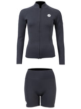 Two Bare Feet Unisex Perspective Full Zip 2.5mm Wetsuit Jacket & Hotpants Set (Black)
