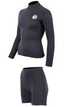 Two Bare Feet Womens Aspect Back Zip 2.5mm Wetsuit Jacket & Hotpants Set (Black)