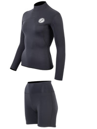 Two Bare Feet Womens Aspect Back Zip 2.5mm Wetsuit Jacket & Hotpants Set (Black)