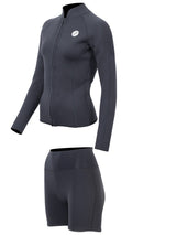 Two Bare Feet Unisex Perspective Full Zip 2.5mm Wetsuit Jacket & Hotpants Set (Black)