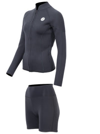 Two Bare Feet Unisex Perspective Full Zip 2.5mm Wetsuit Jacket & Hotpants Set (Black)