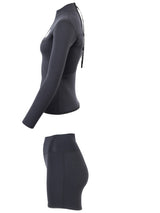 Two Bare Feet Womens Aspect Back Zip 2.5mm Wetsuit Jacket & Hotpants Set (Black)