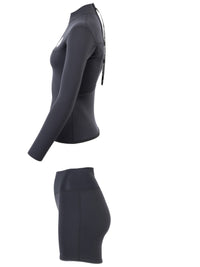 Two Bare Feet Womens Aspect Back Zip 2.5mm Wetsuit Jacket & Hotpants Set (Black)