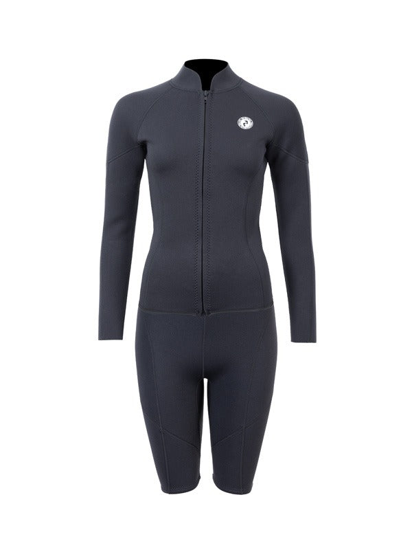 Two Bare Feet Unisex Perspective Full Zip 2.5mm Wetsuit Jacket & Shorts Set (Black)