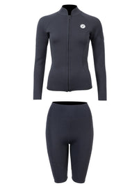 Two Bare Feet Unisex Perspective Full Zip 2.5mm Wetsuit Jacket & Shorts Set (Black)